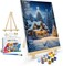 Christmas Paint by Numbers Kit for Adults with Frame, Winter House Paint by Number with Easel(8x12 Inch)
